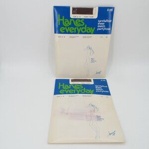 Vintage Hanes Everyday Town Taupe Sandalfoot Sheer Stretch Pantyhose Size A-B